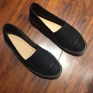 Black Canvas Cap Toe Espadrille Flat