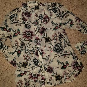 Loft Floral Button Down Shirt