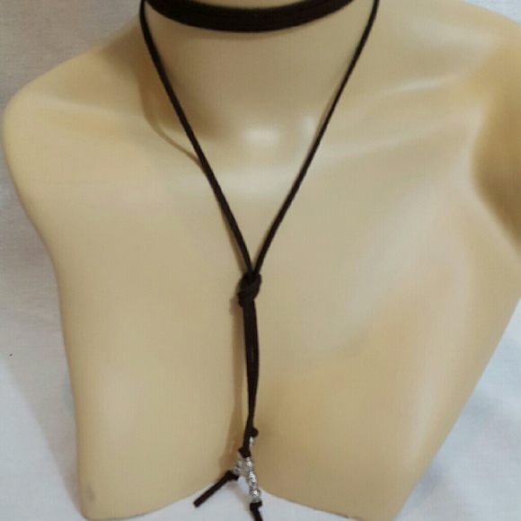 Suede Lariat Boho Wrap Choker Black!. - Picture 2 of 3