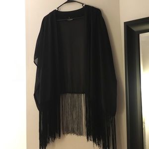 Black fringe kimono