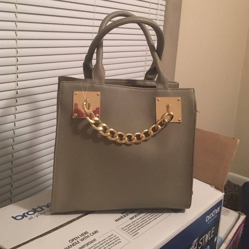Taupe/Olive Green Gold Chain Handbag