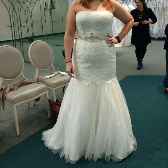 BRAND NEW! Beautiful lace and tulle gown with beaded sash