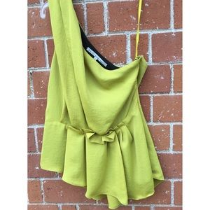 Rachel Roy Yellow/Lime Green one shoulder blouse