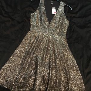Silver and black dress