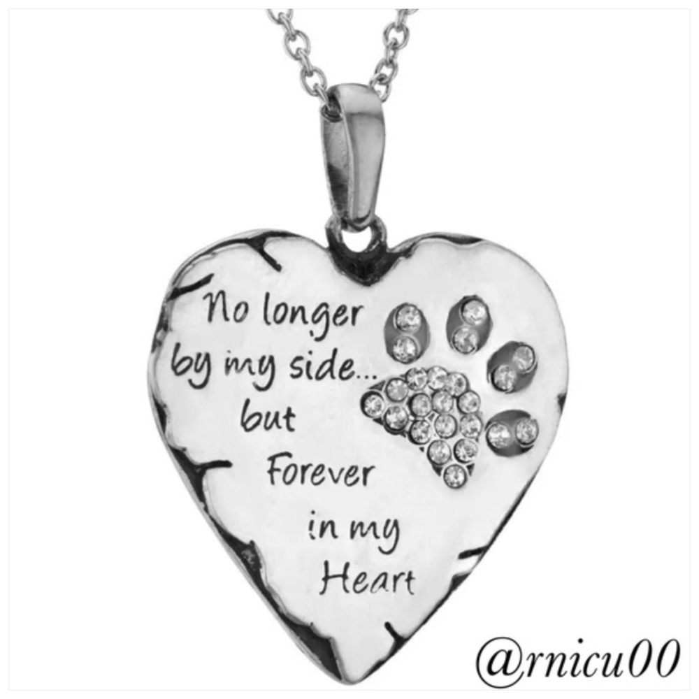 Clear CZ Left! Silver Forever in My Heart Necklace - Picture 1 of 4