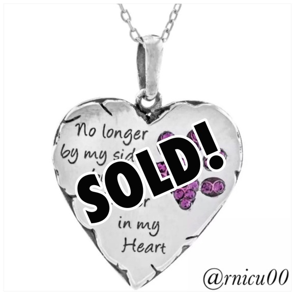 Clear CZ Left! Silver Forever in My Heart Necklace - Picture 4 of 4