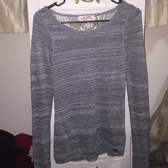 Grey Sweater with a Lace Back