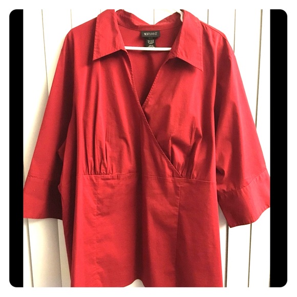 Red Blouse with 3/4 sleeves by Lane Bryant