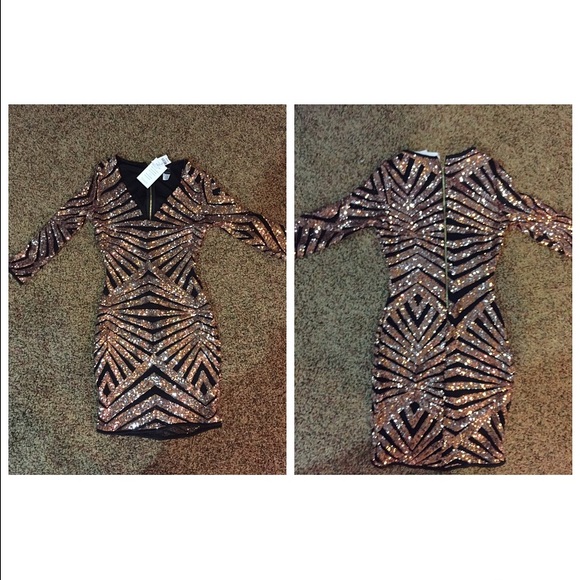 Black & Rose gold sequin dress