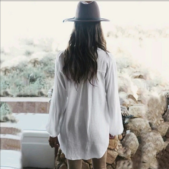 Boho chiffon lace up a blouse - Picture 3 of 3