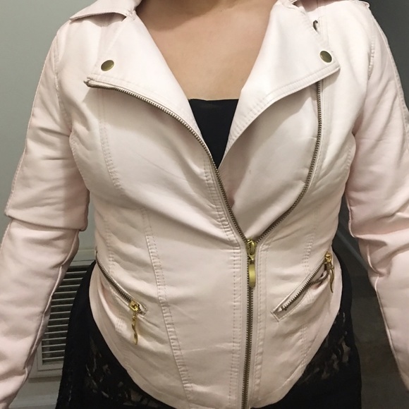 Great leather coat light pink!