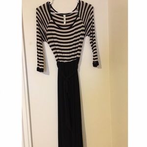 Striped long-sleeved maxi dress