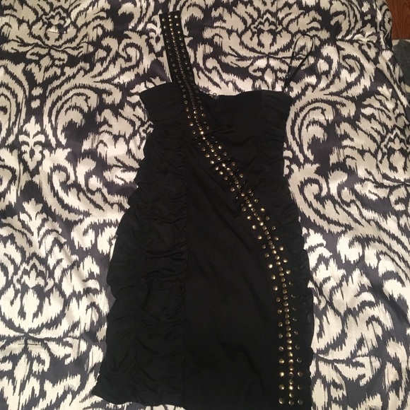 NWOT Forever 21 studded one shoulder bodycon dress - Picture 2 of 4
