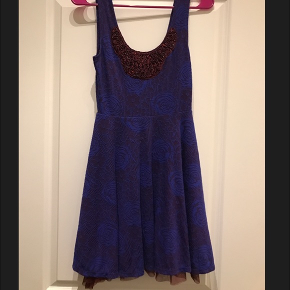 Floral Beaded Free People Dress with Tulle Skirt