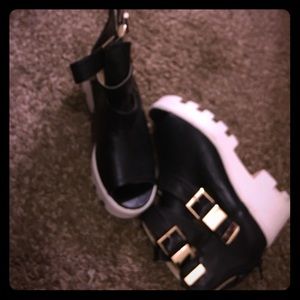 Black open toe booties