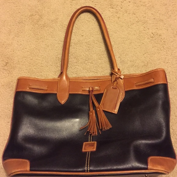 Dooney Bourke Black and Tan leather tote
