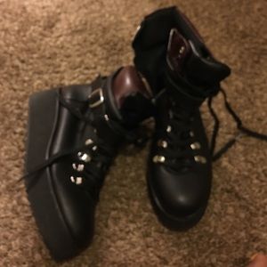 Black and burgundy boots