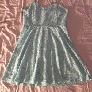 Mint blue floral lace dress