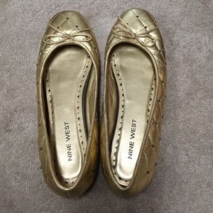 Nine West gold ballet flats