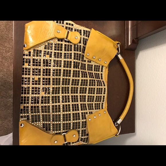 Mustard bedazzled purse