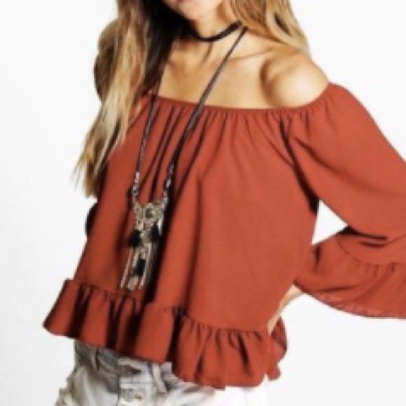 Off the shoulder duffle top. Never worn!