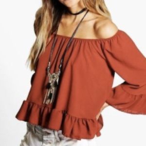 Off the shoulder duffle top. Never worn!