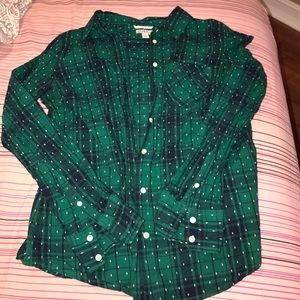Green stripped flannel