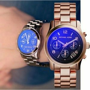 michael kors gold watch with blue face