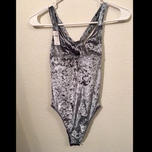 NWT Twist Front Velvet Bodysuit