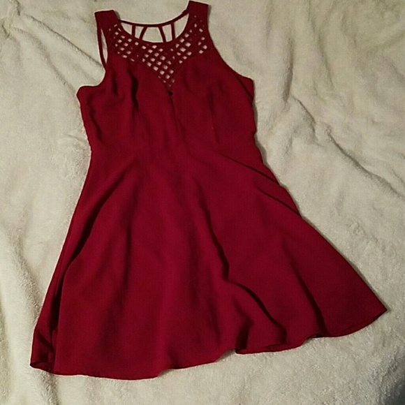 Wine/deep red skater dress