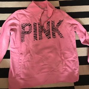 Quarter zip neon pink sweatshirt