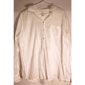 white button-up long-sleeve blouse