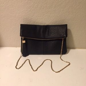 Black/Gold over the shoulder purse/clutch Tassle