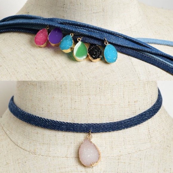 TEAR DROP SHAPE GEM NECKLACES