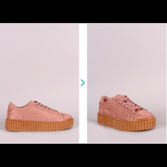 Pink Suede Platform lace Creeper Sneaker - Picture 3 of 4