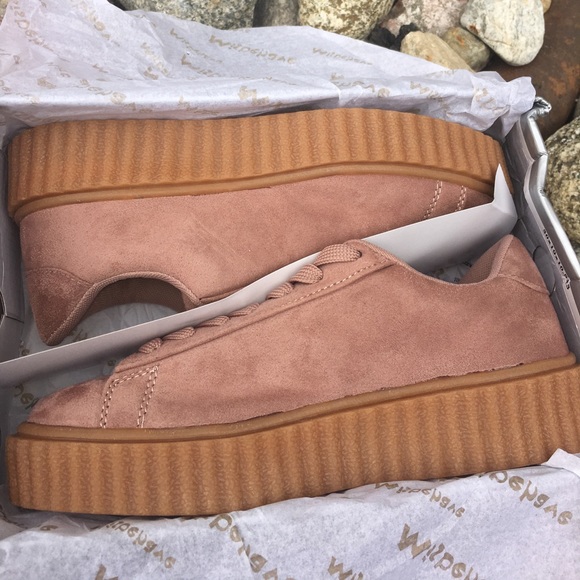 Pink Suede Platform lace Creeper Sneaker - Picture 4 of 4