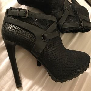 Leather high heel booties