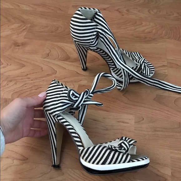 Black and white heels