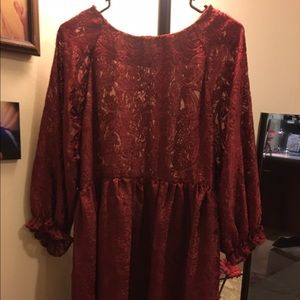 ASOS Red Velvet Sheer Top Babydoll Dress