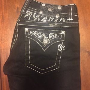 Miss Me Black Zebra Print Rhinestone Bootcut