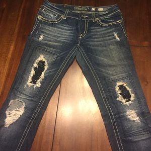 Miss Me Destructed Blingy Crop