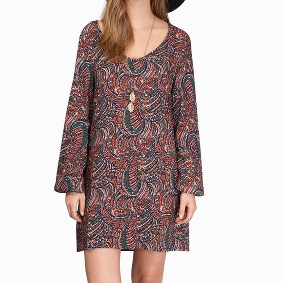 Long sleeve printed mini dress