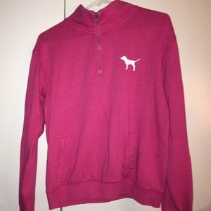 victories secret pink crew 1/2 zip sweatshirt