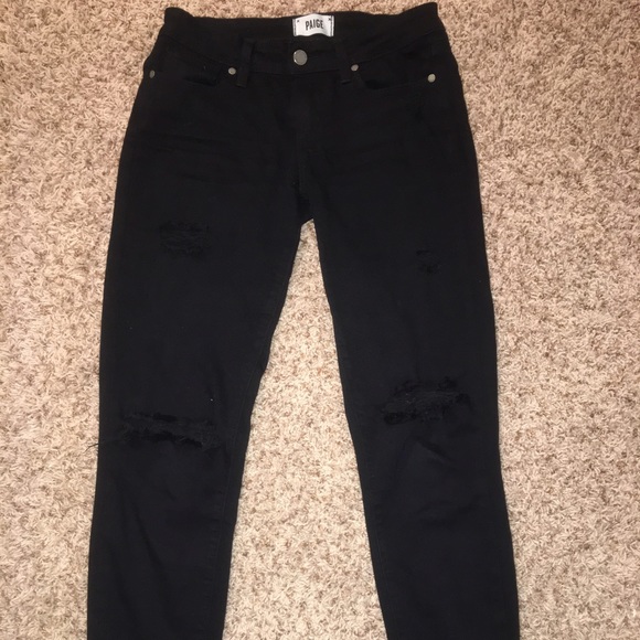 Paige Verdugo Ultra Skinny Black Distressed Jeans