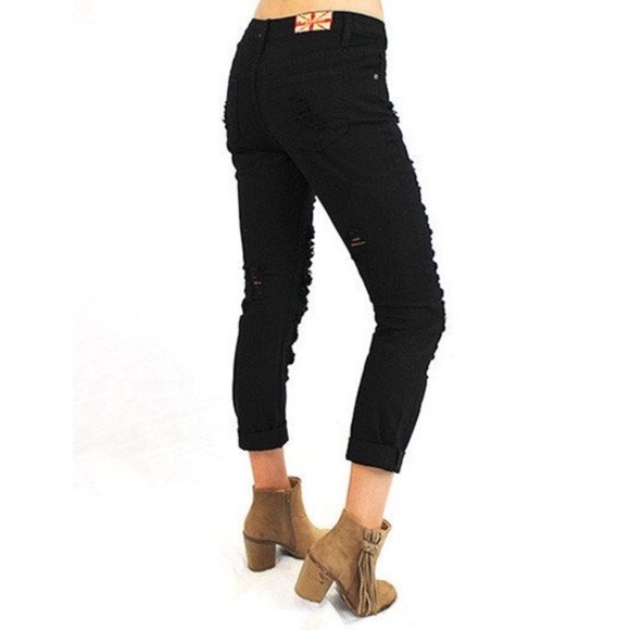 🆕 Black Distressed Boyfriend Jeans - Picture 2 of 3