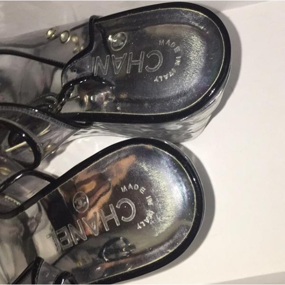 CHANEL Transparent Lucite Logo Platform Silver - Picture 5 of 8