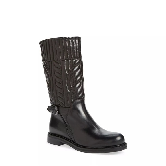 Aquatalia Shoes - Aquatalia Black Quilted Leather Biker Boots
