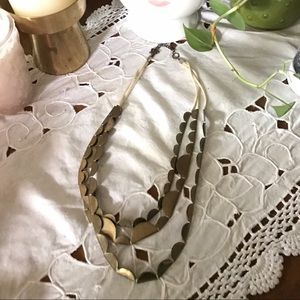 Layered Scalloped Brass Necklace