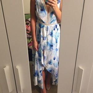 Blue and white flowy dress-romper