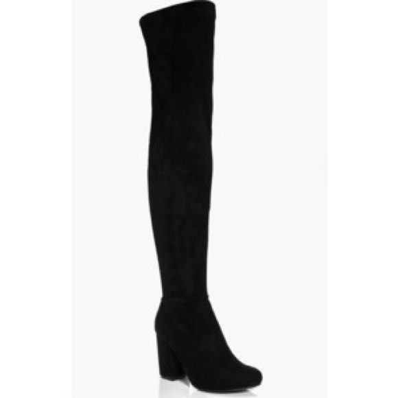 Elosie Block Heel Over The Knee Boohoo